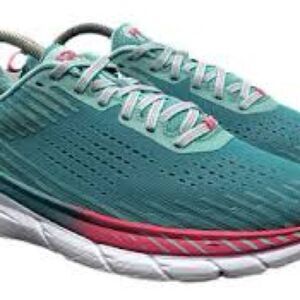 Hoka Women's Teal and Pink Running Shoes - Clifton